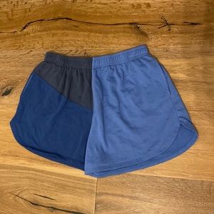 Blue color block shorts